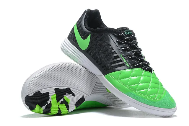 Nike أسود أخضر مبطن صندوق أصابع شبكة مثقوبة علوية أحذية كرة قدم داخلية 3