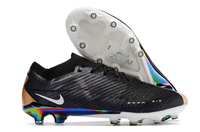 Nike Black Multicolor Knit Sock-Fit Upper Iridescent Rainbow Heel Firm-Ground Soccer Shoes 1