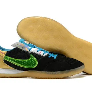 Nike Black Multicolor Low-Top Suede And Mesh Upper Indoor Soccer Shoes
