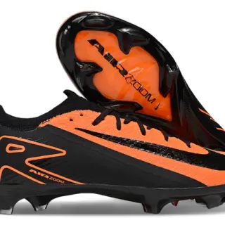 Nike Black Orange Low-Cut Sock-Fit Collar Synthetic Knit Upper Firm-Ground Soccer Shoes