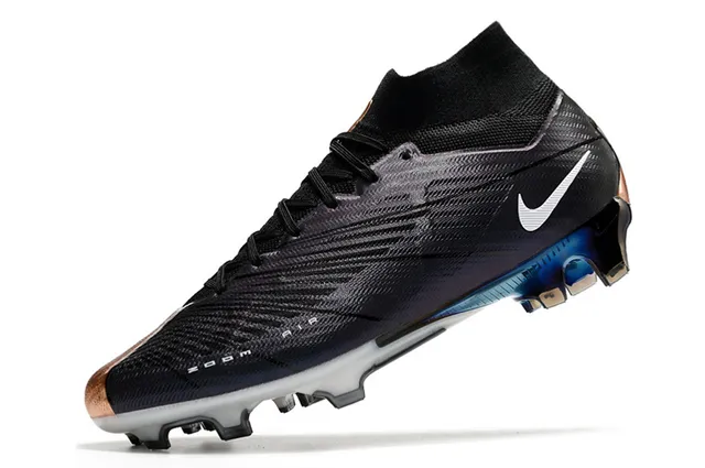 Nike Preto Roxo Alto Corte Colar de Meia Texturizado Sintético Superior Superfície Firme Sapatos de Futebol 4
