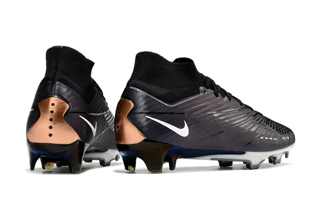 Nike Preto Roxo Alto Corte Colar de Meia Texturizado Sintético Superior Superfície Firme Sapatos de Futebol 7