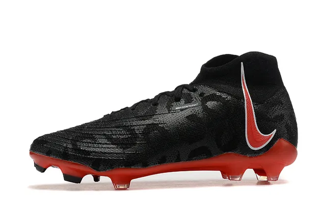 Nike Black Red Sock-Fit Collar Textured Knit Upper Firm-Ground Soccer Shoes 10