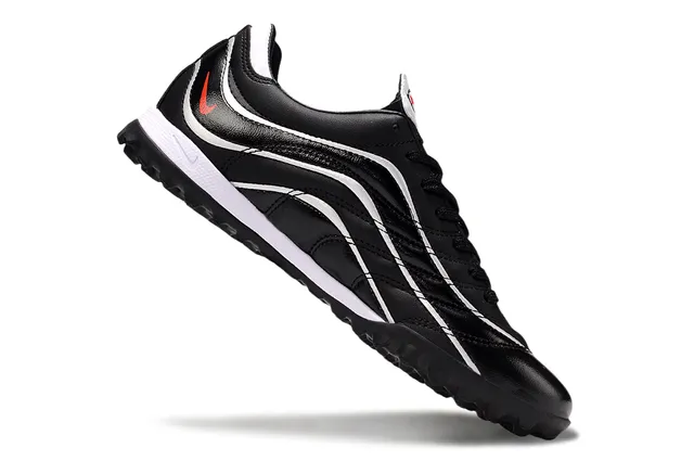 Nike Negro Blanco Cuero Superior Overlay Estilo Wave Zapatos de Fútbol Turf 2