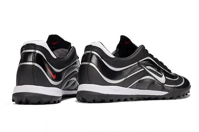 Nike Negro Blanco Cuero Superior Overlay Estilo Wave Zapatos de Fútbol Turf 5