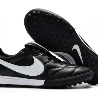 Nike Zapatos de fútbol turf negro blanco low-top con punta quiltada