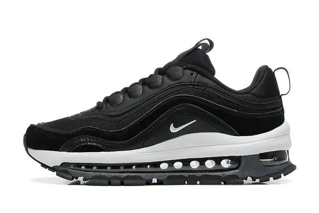 Nike Black White Mesh And Suede Upper Sculpted Wavy Midsole Lifestyle Sneakers 2