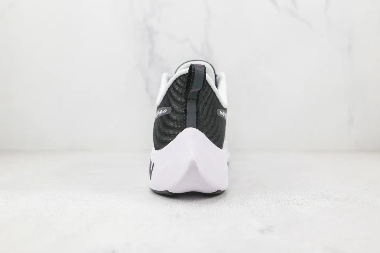 Nike Black White Mesh-and-Synthetic Upper Linear Swoosh Graphic Running Shoes 2