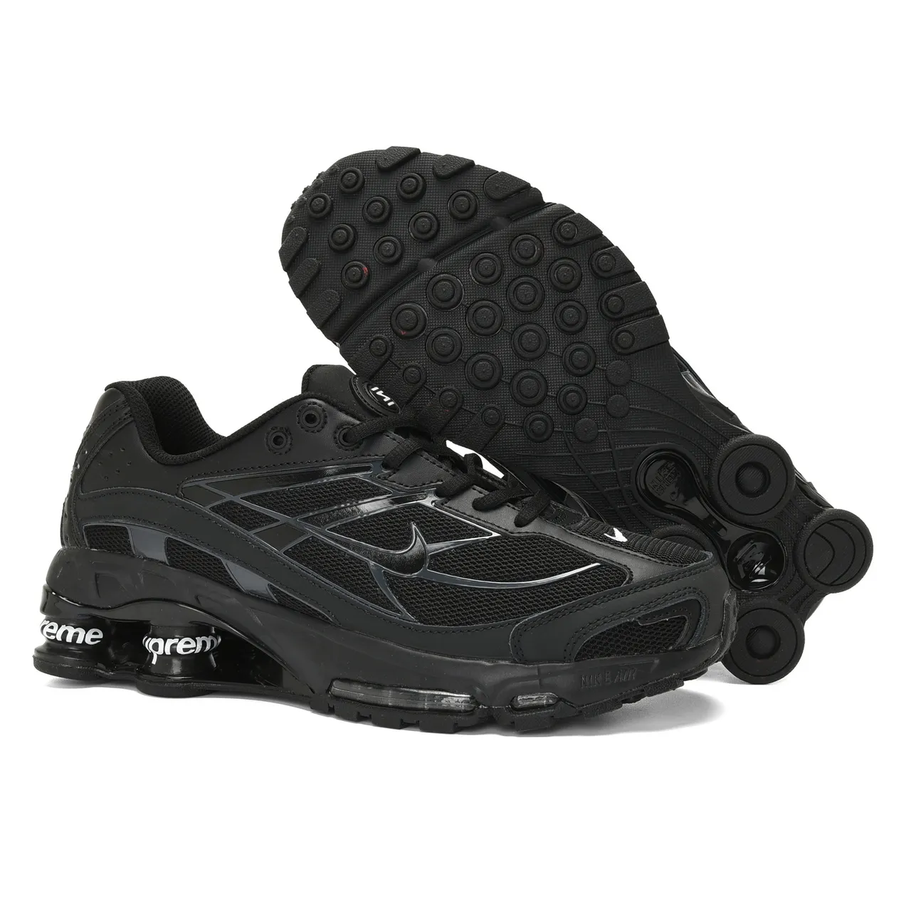 Nike Black White Mesh And Synthetic Upper Shox Column Heel Cushioning Lifestyle Sneakers 2