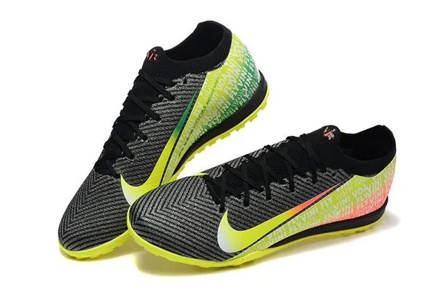 Nike Negro Amarillo Upper Knit Gradient Swoosh Turf Zapatos de Fútbol 2