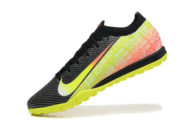 Nike Negro Amarillo Upper Knit Gradient Swoosh Turf Zapatos de Fútbol 4