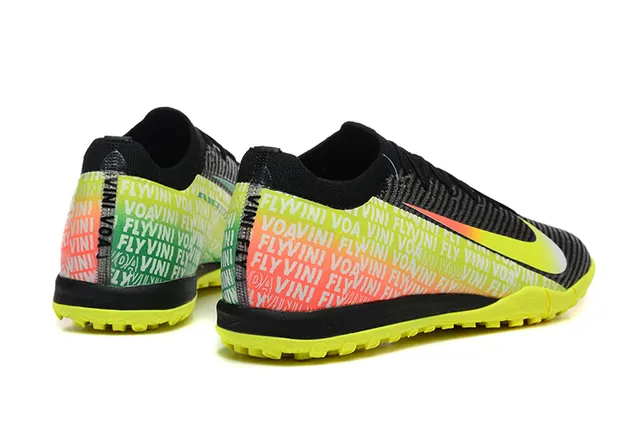 Nike Negro Amarillo Upper Knit Gradient Swoosh Turf Zapatos de Fútbol 5
