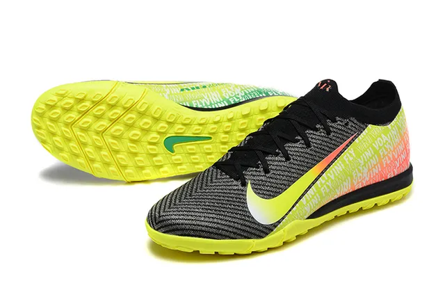Nike Negro Amarillo Upper Knit Gradient Swoosh Turf Zapatos de Fútbol 6