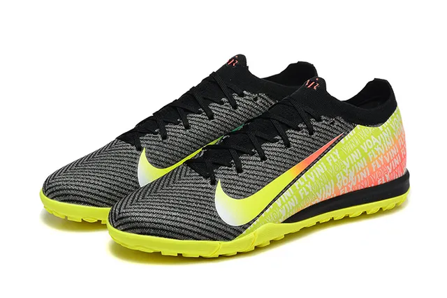 Nike Negro Amarillo Upper Knit Gradient Swoosh Turf Zapatos de Fútbol 8
