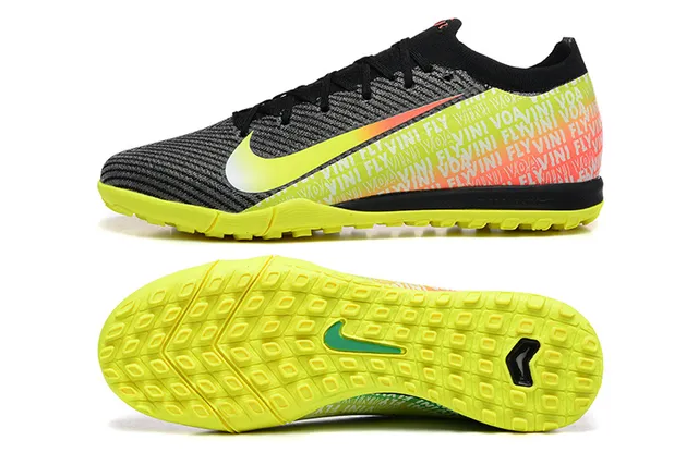 Nike Negro Amarillo Upper Knit Gradient Swoosh Turf Zapatos de Fútbol 9