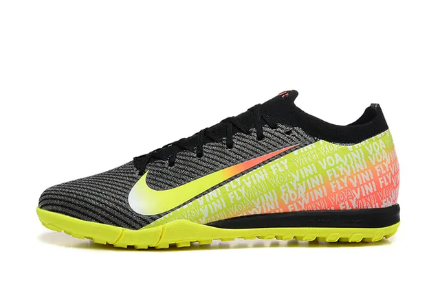 Nike Negro Amarillo Upper Knit Gradient Swoosh Turf Zapatos de Fútbol 10