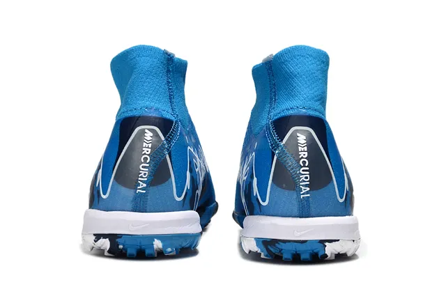 Nike Chaussures de football bleu marine de haut avec col de chaussette impression de camouflage sur la tige pour pelouse 4