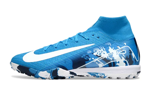 Nike Chaussures de football bleu marine de haut avec col de chaussette impression de camouflage sur la tige pour pelouse 8