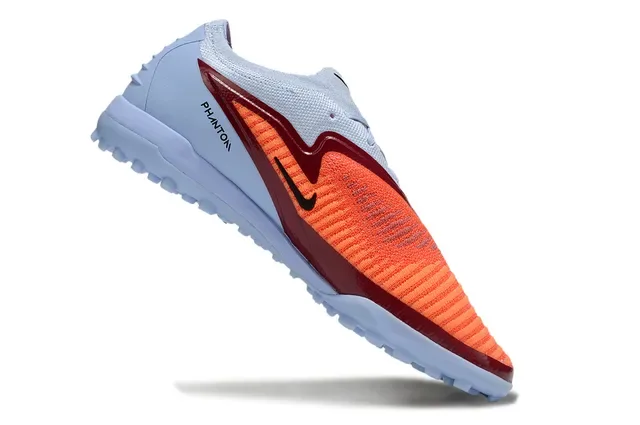Nike Bleu Orange Low-Cut Knit-Toebox Chaussures de football pour gazon 2