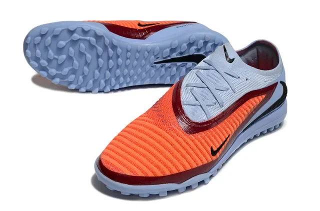 Nike Bleu Orange Low-Cut Knit-Toebox Chaussures de football pour gazon 4