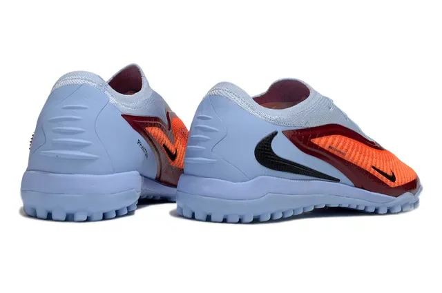 Nike Bleu Orange Low-Cut Knit-Toebox Chaussures de football pour gazon 5