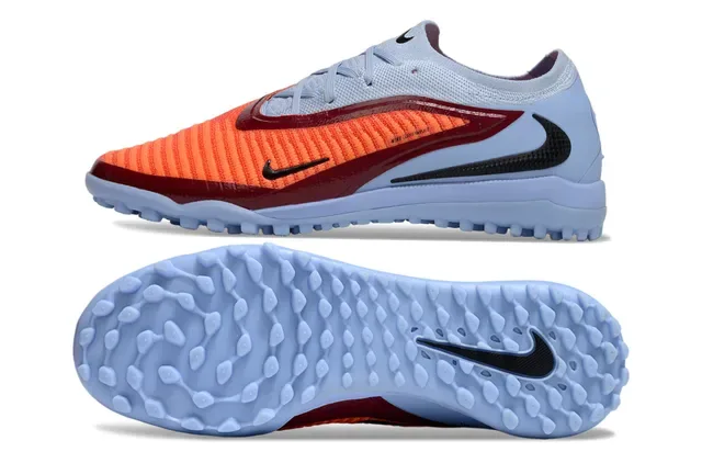 Nike Bleu Orange Low-Cut Knit-Toebox Chaussures de football pour gazon 6