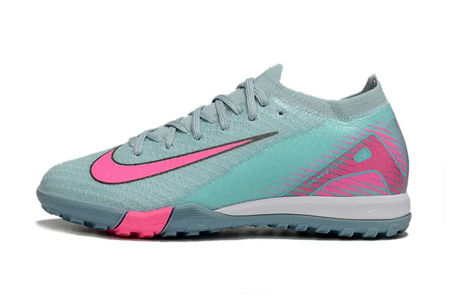 Nike Chaussures de football sur pelouse avec upper en knit bleu rose, col de chaussette à coupe basse 6