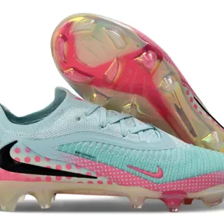 Nike Blue Pink Knit Upper Polka-Dot Overlay Firm-Ground Soccer Shoes