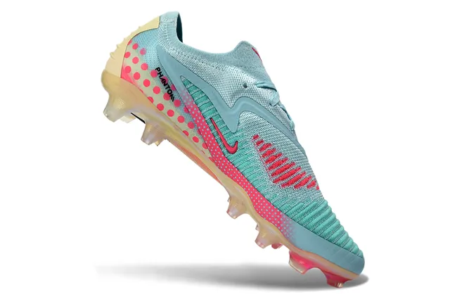 Nike Blue Pink Knit Upper Polka-Dot Overlay Firm-Ground Soccer Shoes 2