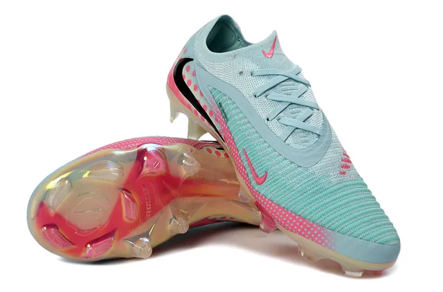 Nike Blue Pink Knit Upper Polka-Dot Overlay Firm-Ground Soccer Shoes 4