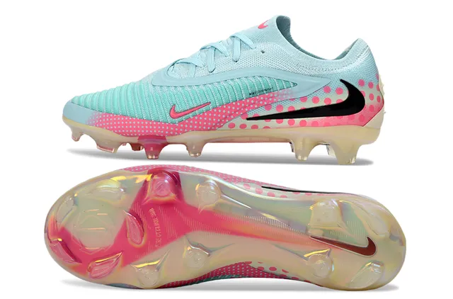 Nike Blue Pink Knit Upper Polka-Dot Overlay Firm-Ground Soccer Shoes 6