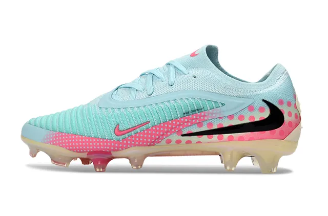 Nike Blue Pink Knit Upper Polka-Dot Overlay Firm-Ground Soccer Shoes 7