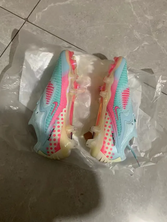 Nike Blue Pink Knit Upper Polka-Dot Overlay Firm-Ground Soccer Shoes 8