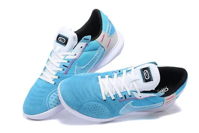 Nike Blue Pink Perforated Suede Upper Transparent Swoosh Overlay Sneakers 4