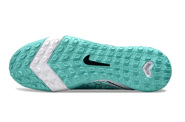 Nike Zapatillas de fútbol con upper Flyknit de color azul y blanco, cuello sock-fit para turf 6