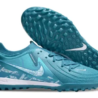 Nike Blue White Knit Upper Synthetic Overlay Turf Soccer Shoes