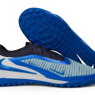 Nike Blue White Low-Cut Flyknit Upper Artificial-Grass Soccer Shoes