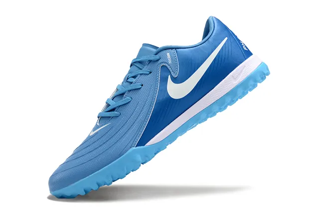 Nike Chaussures de Football Low-Cut Bleu Blanc Upper Synthétique pour Turf 3