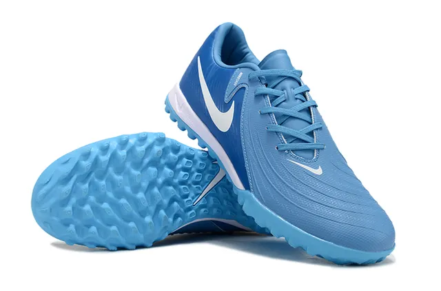 Nike Chaussures de Football Low-Cut Bleu Blanc Upper Synthétique pour Turf 4