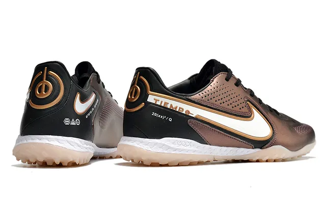 Nike Marron Noir Métallique Rose-Or Synthétique Supérieur Perforé Boîte d'orteils Pelouse Football Chaussures 12
