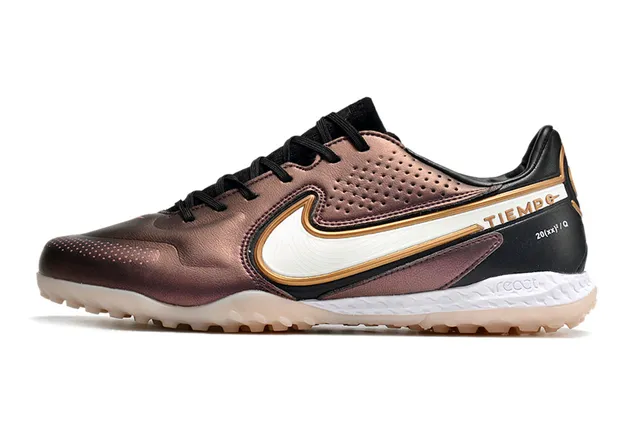 Nike Marron Noir Métallique Rose-Or Synthétique Supérieur Perforé Boîte d'orteils Pelouse Football Chaussures 14