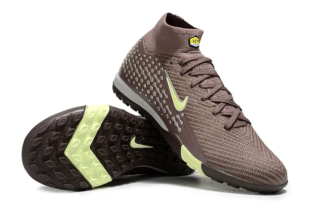 Nike Marrón Verde Zapatos de fútbol con ajuste tipo calcetín, parte superior de tejido, clavos moldeados para césped 3