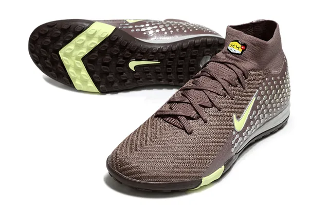 Nike Marrón Verde Zapatos de fútbol con ajuste tipo calcetín, parte superior de tejido, clavos moldeados para césped 4