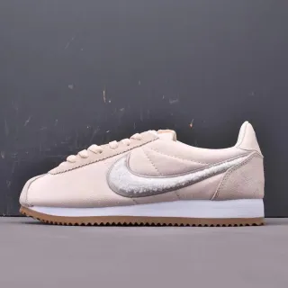 Nike Cortez Beige White Canvas And Suede Upper Shearling-Lined Swoosh Lifestyle Sneakers
