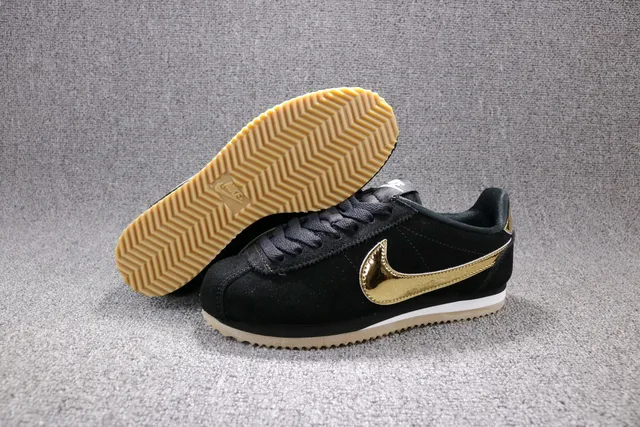 Nike Cortez Black and Gold Metallic Lifestyle Sneakers 4
