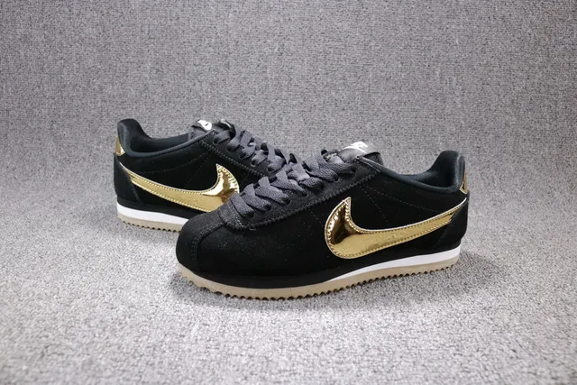 Nike Cortez Black and Gold Metallic Lifestyle Sneakers 5