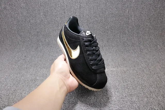Nike Cortez Black and Gold Metallic Lifestyle Sneakers 9