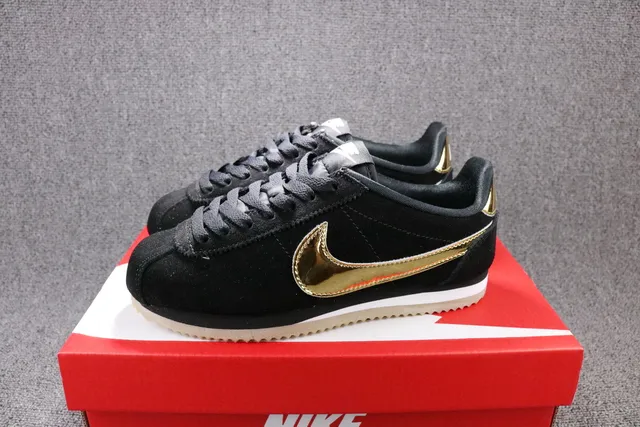 Nike Cortez Black and Gold Metallic Lifestyle Sneakers 16