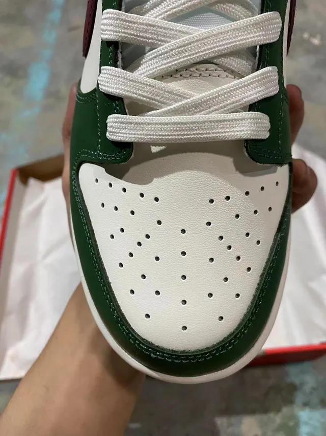 Nike Dunk Low Green Burgundy White Lifestyle Sneakers 2