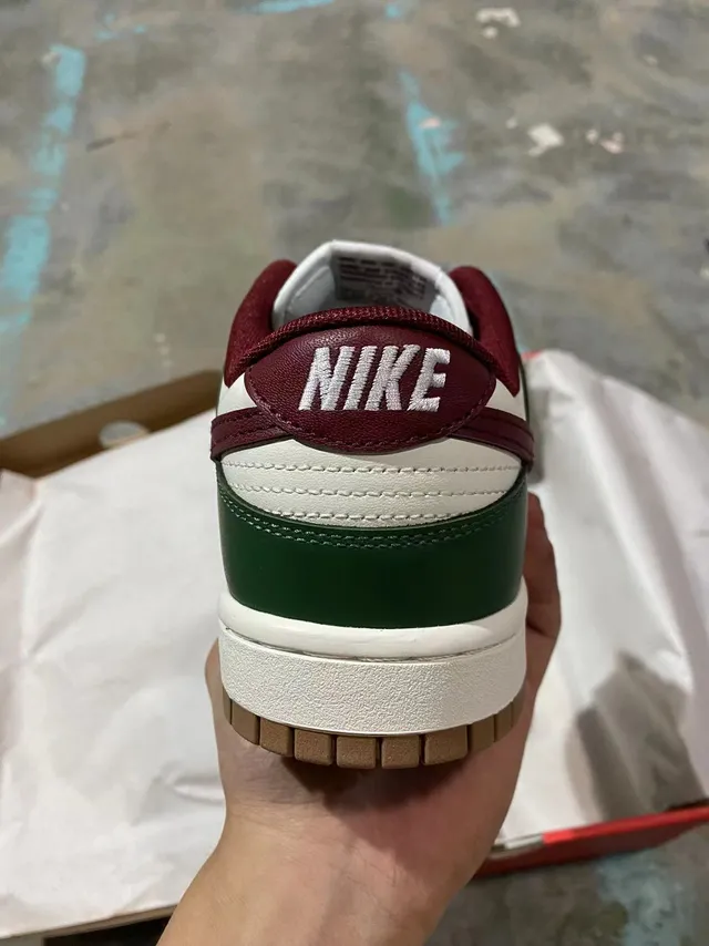 Nike Dunk Low Green Burgundy White Lifestyle Sneakers 6